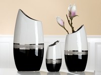 Vase Cintura blanc/noir/argent